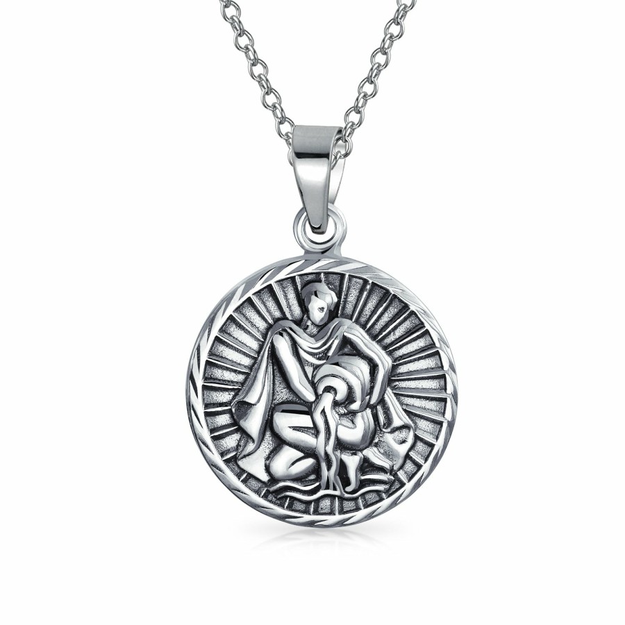 Shop Women Bling Jewelry Pendant Necklaces | Astrology Horoscope Disc Medallion Pendant Necklace Zodiac 12 Signs