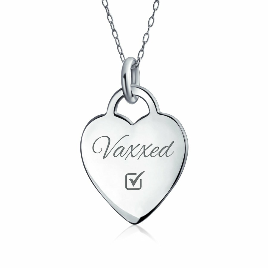 Shop Women Bling Jewelry Pendant Necklaces | Vaxxed Checkbox Block Alphabet Initial Heart Necklace Sterling Silver