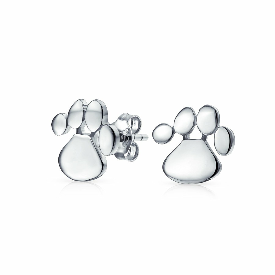 Shop Women Bling Jewelry Stud Earrings | Dog Cat Puppy Pet Paw Print Paw Stud Earrings Gold .925Sterling