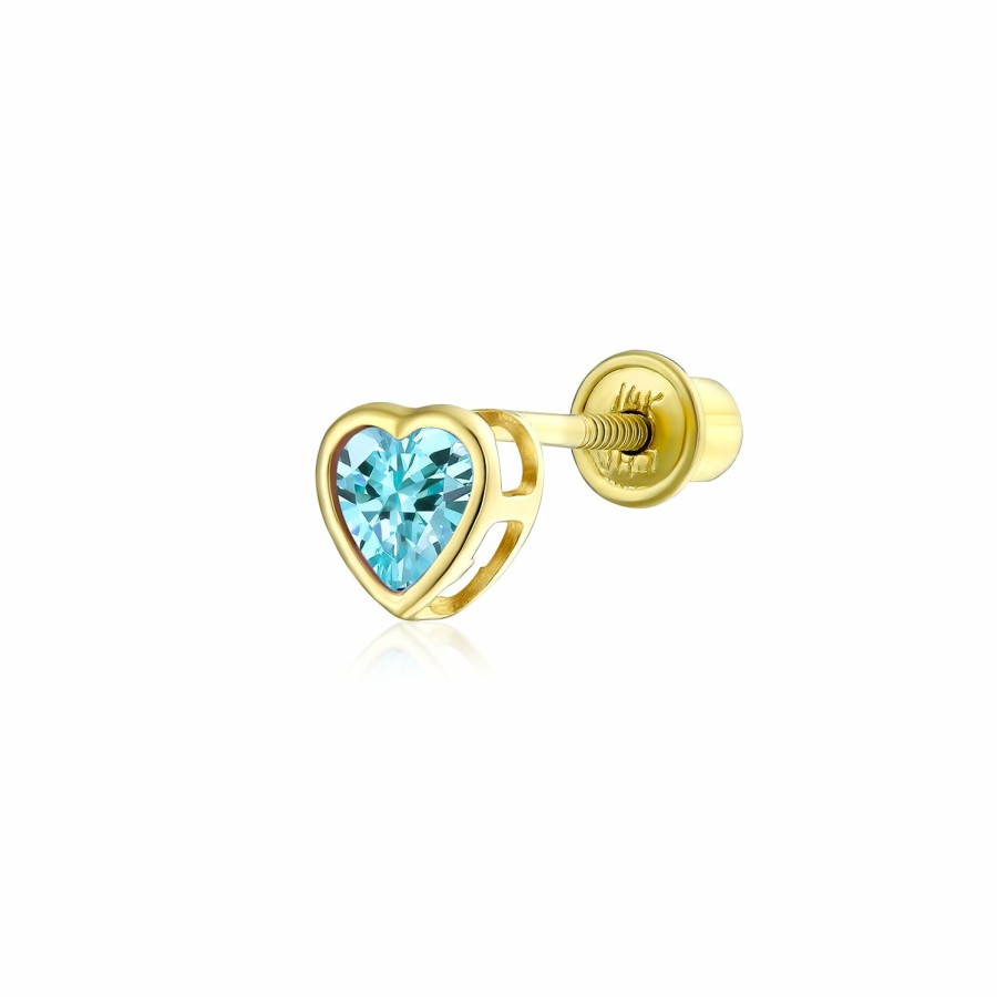 Shop Women Bling Jewelry Stud Earrings | Tiny Real 14K Gold Colo Aa Cz Heart Stud Earring Ear Lobe Cartilage