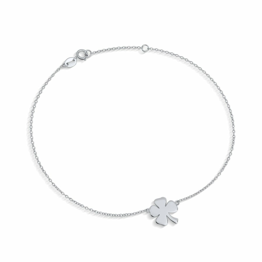 Shop Women Bling Jewelry Ankle Bracelets | 3-4 Leaf Shamrock Flower Clover Anklet Charm Anklet Sterling