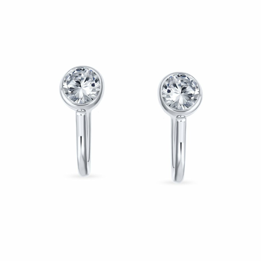 Shop Women Bling Jewelry Clip On Earrings | Round Solitaire Cz Screwback Clip On Stud Earrings Sterling