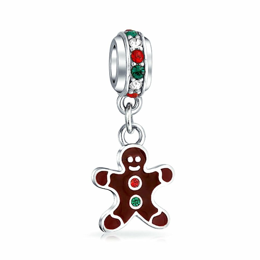 Shop Women Bling Jewelry Christmas Charms Beads | Christmas Cookie Dangling Gingerbread Man Gingerbread House Charm Bead