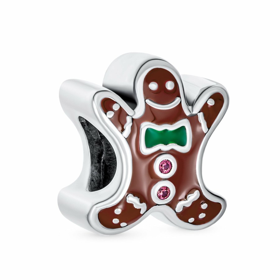 Shop Women Bling Jewelry Christmas Charms Beads | Christmas Cookie Dangling Gingerbread Man Gingerbread House Charm Bead