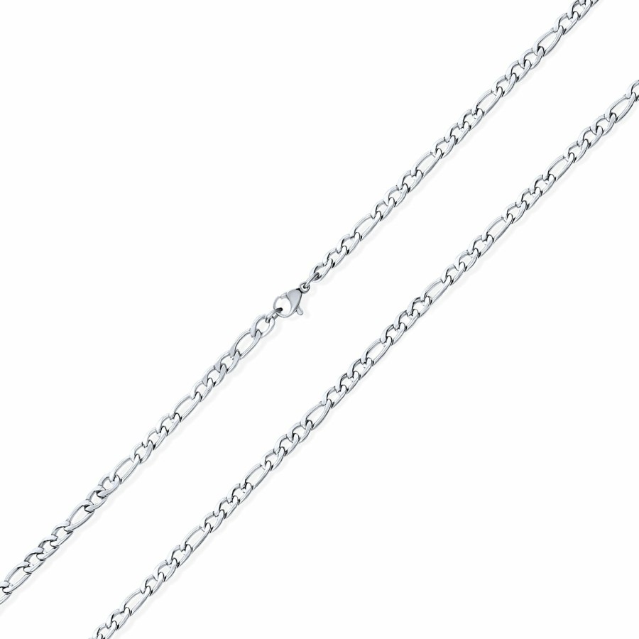 Shop Men Bling Jewelry Mens Necklace Chains | Medium Mens Figaro Chain Necklace Link Gold Tone Stainless Steel 30 Inch, 7Mm