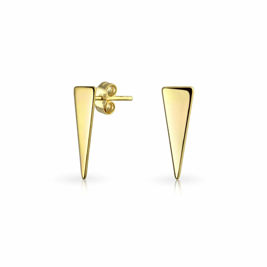 Shop Women Bling Jewelry Engravable Earrings | Geometric Triangle Arrow Stud Earrings Gold Plated Sterling