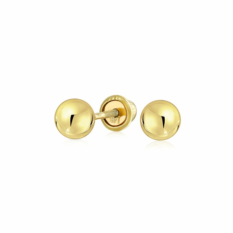 Shop Women Bling Jewelry | Tiny Mini Real 14K Yellow Gold Ball Stud Earrings Screwback 3,4 Mm