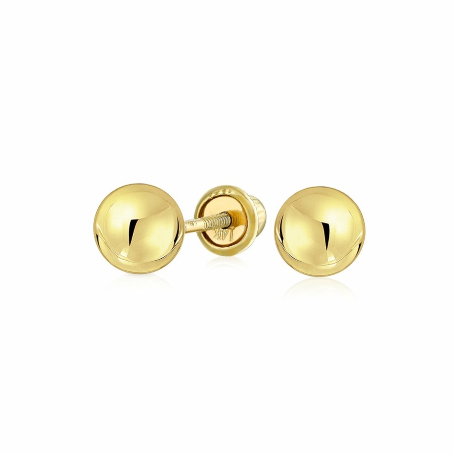 Shop Women Bling Jewelry | Tiny Mini Real 14K Yellow Gold Ball Stud Earrings Screwback 3,4 Mm