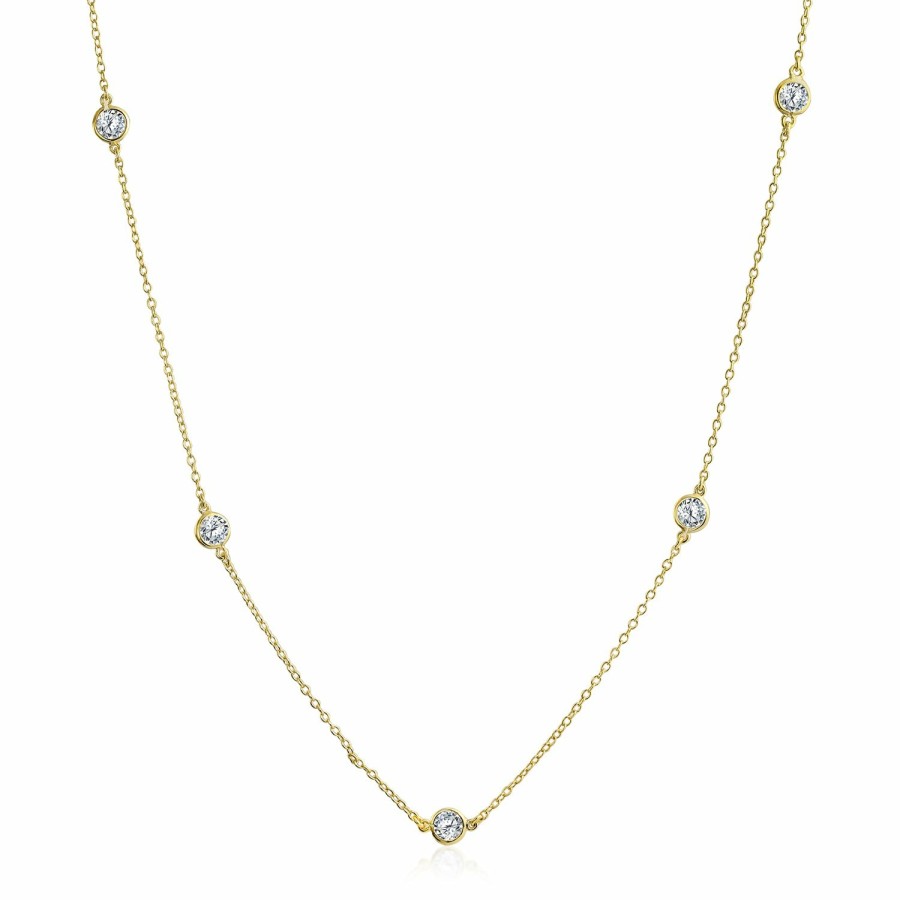 Shop Women Bling Jewelry Chains Necklaces | Cz By The Yard Tin Cup Chain Layer Necklace Gold Plated Sterling