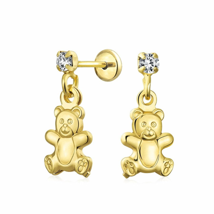 Shop Women Bling Jewelry Dangle Drop Earrings | Girl Cute Teddy Bear Butterfly Animal Dangle Earrings Stud Gold Plated