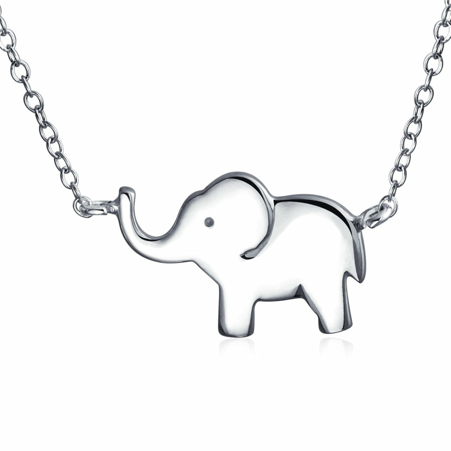 Shop Women Bling Jewelry | Good Luck Animal Elephant Pendant Station Necklace 925 Sterling