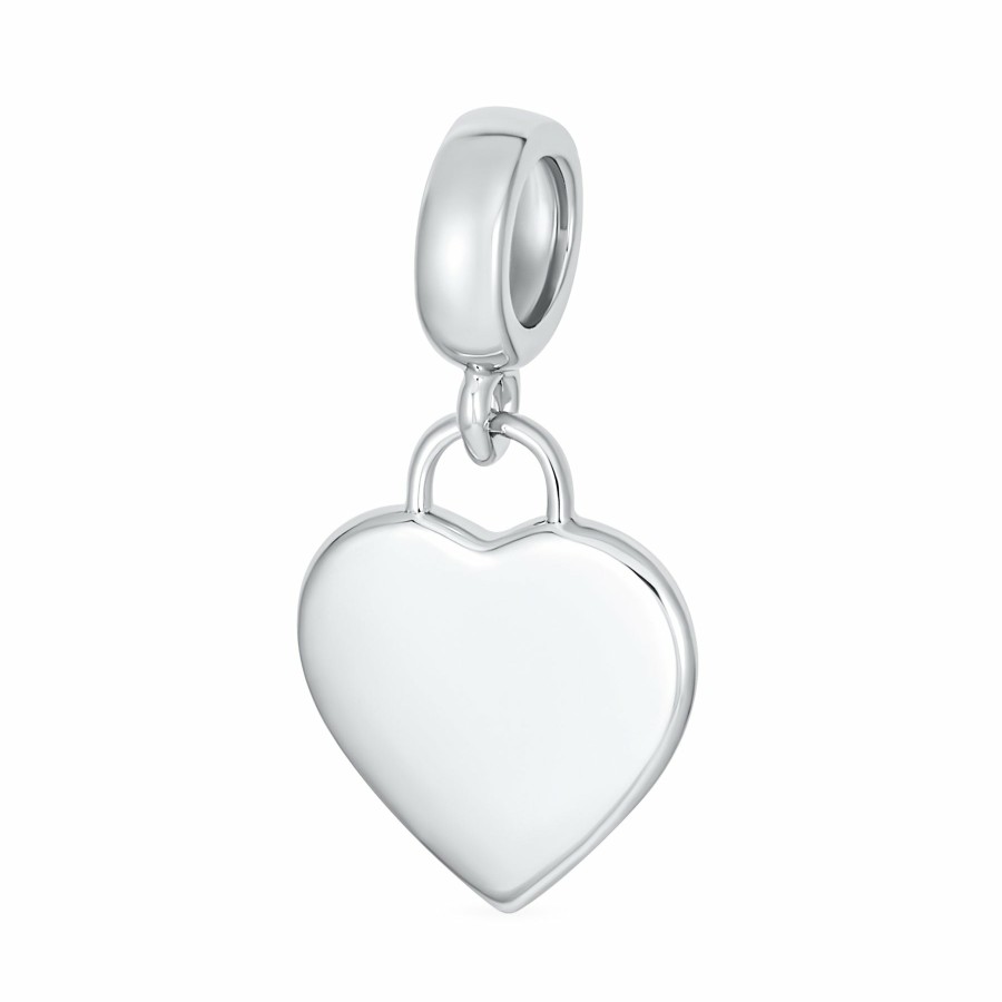 Shop Women Bling Jewelry Engravable Charms | Medical Alert Id Heart Shape Dangle Bead Charm .925Sterling Silver