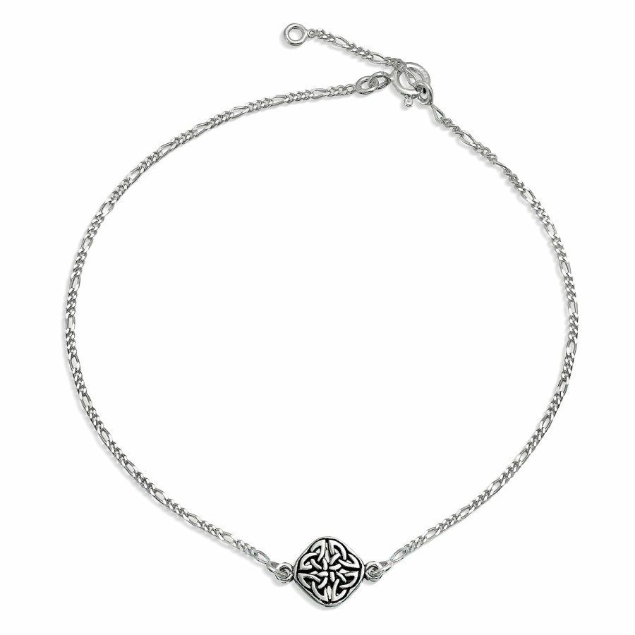 Shop Women Bling Jewelry Ankle Bracelets | Celtic Love Knot Triquetra Knot Anklet Sterling Silver 9 To 10 In