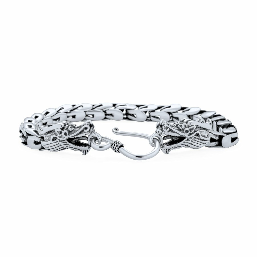 Shop Men Bling Jewelry Mens Bracelets & Id Bracelets | Bali Byzantine Chain Link Bracelet Eye And Hook 925 Sterling