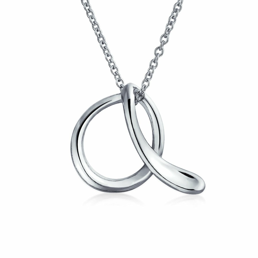 Shop Women Bling Jewelry Delicate Pendant Necklaces | Letter Alphabet Script Initial Pendant Necklace .925 Sterling Silver