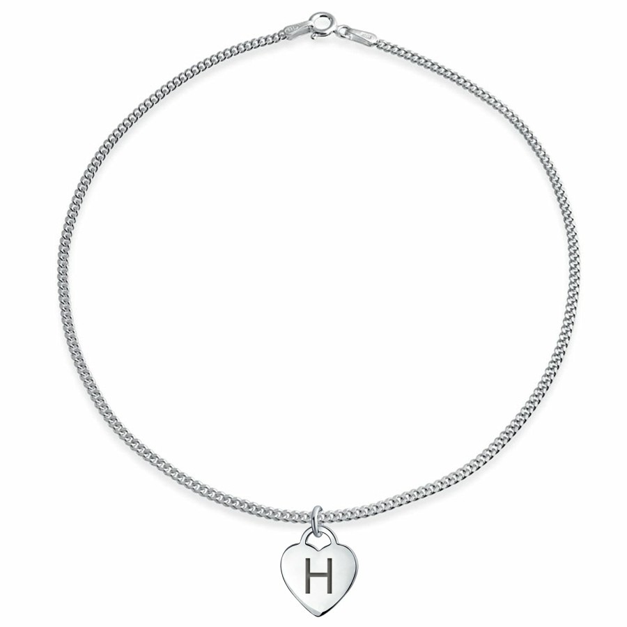 Shop Women Bling Jewelry Ankle Bracelets | Letter Alphabet Initial Tiny Heart Shape Anklet .925 Sterling