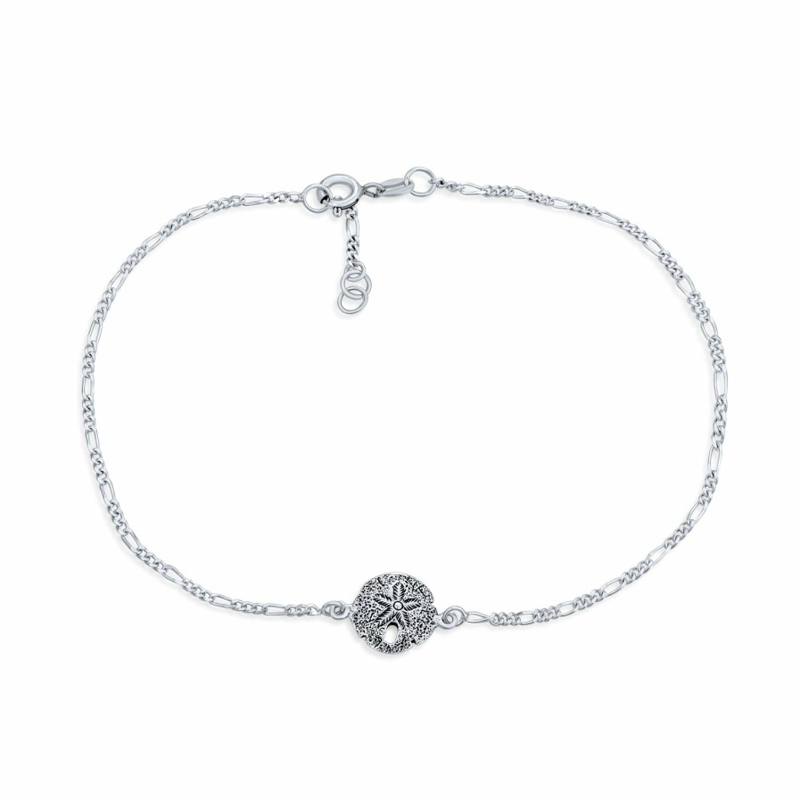 Shop Women Bling Jewelry Delicate Bracelets | Nautical Silver Dollar Beach Charm Anklet Ankle Bracelet .925 Silver