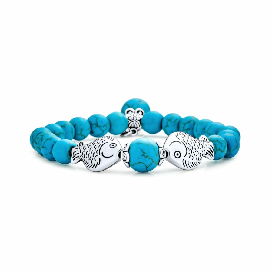 Shop Women Bling Jewelry Wrap Stretch Bracelets | Nautical Gemstone Fish Pisces Boat Anchor Charm Bead Stretch Bracelet