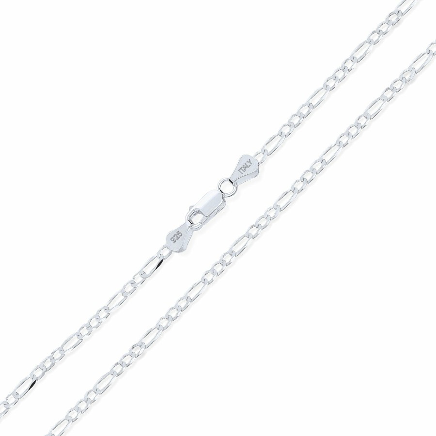 Shop Men Bling Jewelry Mens Necklace Chains | Thin 1.2Mm Solid .925 Sterling Silver Figaro Link Chain Necklace 14 Inch