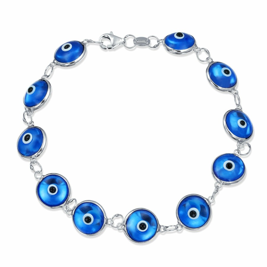 Shop Women Bling Jewelry Jewelry Sets | Jewelry Set Turkish Multi Colors Evil Eye Glass Bead Bracelet Sterling Silver