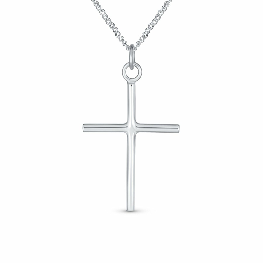 Shop Women Bling Jewelry Delicate Pendant Necklaces | Simple Traditional Religious Cross Pendant Necklace Plated Sterling