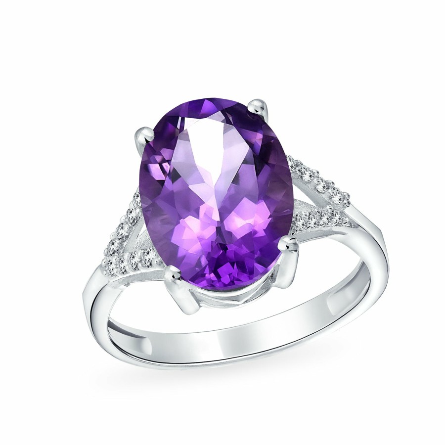 Shop Women Bling Jewelry Engagement Rings | Amethyst Topaz Gemstone Solitaire Ring Gold Plated .925 Silver