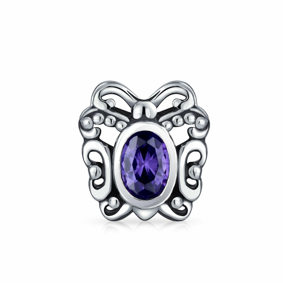 Shop Women Bling Jewelry Mothers Day Charm Beads | Garden Insect Spring Cz Butterfly Charm Imitation Amethyst .925