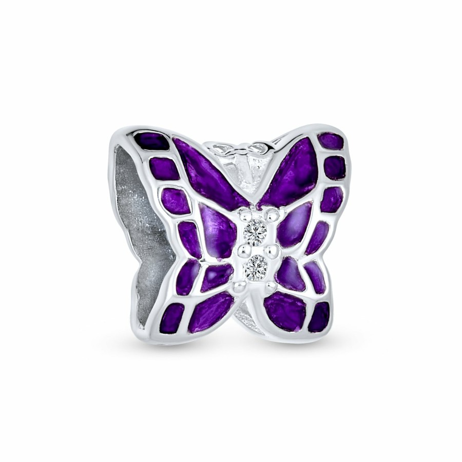 Shop Women Bling Jewelry Mothers Day Charm Beads | Garden Insect Spring Cz Butterfly Charm Imitation Amethyst .925