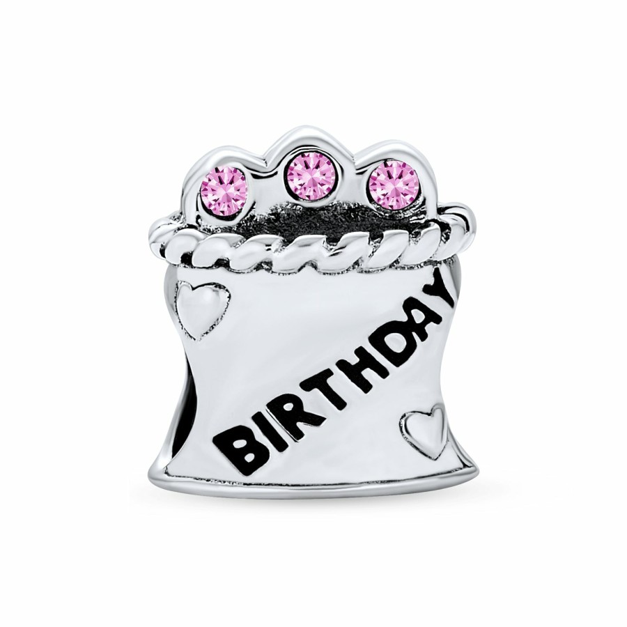 Shop Women Bling Jewelry Birthstone Beads | Celebration Book Words Happy Birthday Cake Cone Charm Bead .925