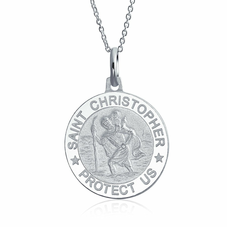 Shop Men Bling Jewelry Boys Jewelry | Saint Joseph Christopher Jude Jesus Michael Medal Pendant Necklace .925 Silver