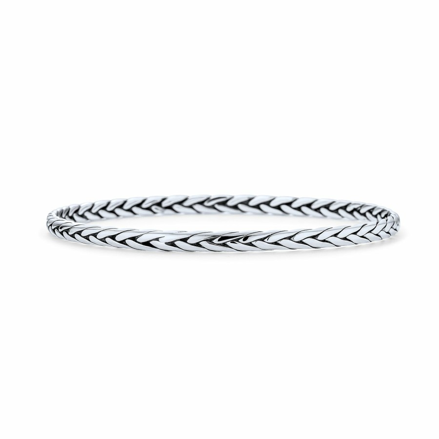 Shop Women Bling Jewelry Cuff Bangle Bracelets | Plain Or Woven Wheat Braided Bangle Bracelet .925Sterling Silver