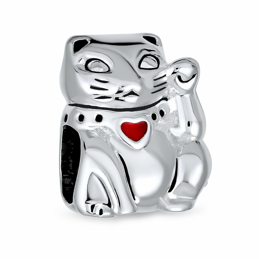 Shop Women Bling Jewelry Animal Beads | Heart Kitten Pet Words I Love My Cat Charm Bead .925Sterling