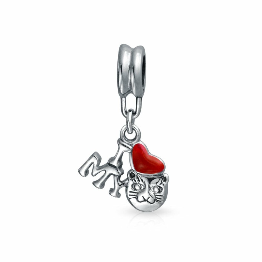 Shop Women Bling Jewelry Animal Beads | Heart Kitten Pet Words I Love My Cat Charm Bead .925Sterling