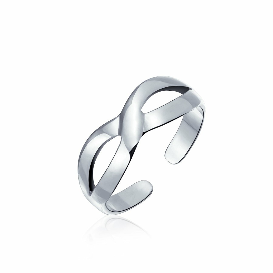 Shop Women Bling Jewelry Toe Rings | Open Infinity Heart Shape Interlocking Midi Toe Ring Sterling