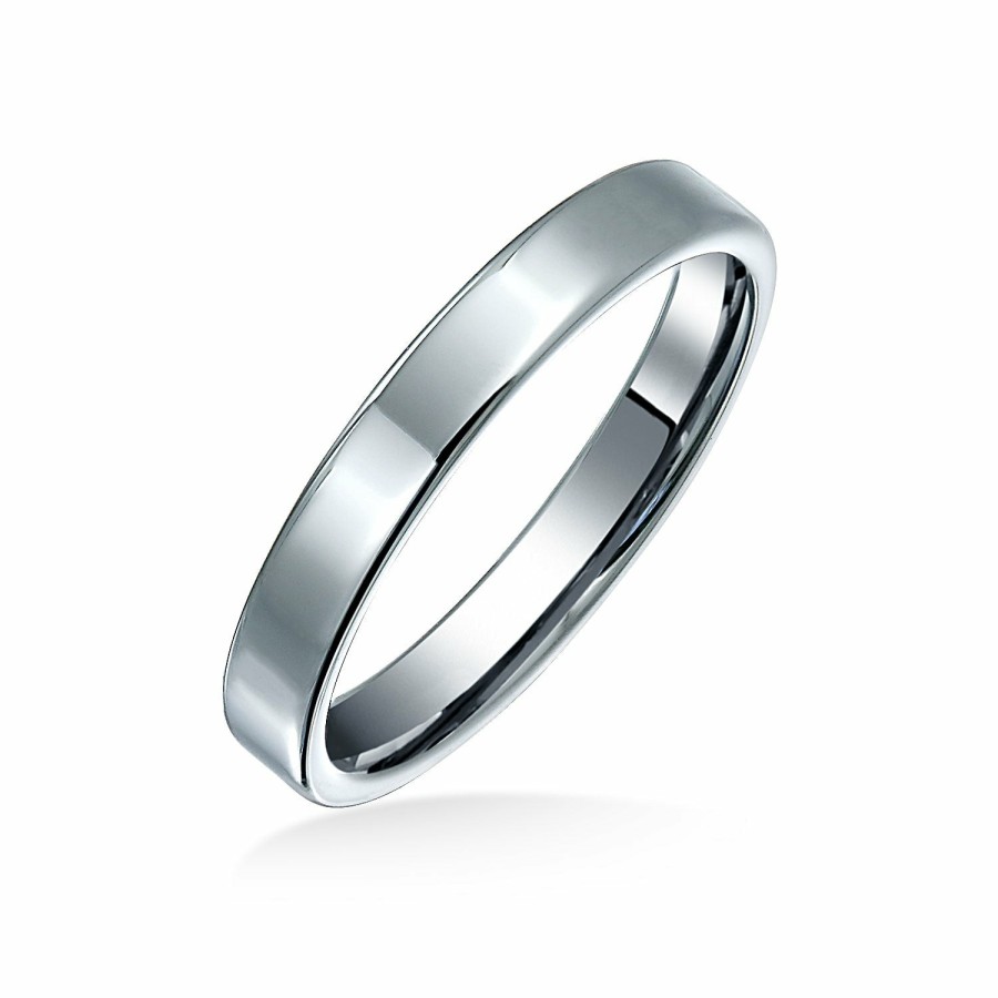 Shop Men Bling Jewelry Mens Rings | Thin Cigar Flat Couples Wedding Band Titanium Rings Shine Polished 3Mm