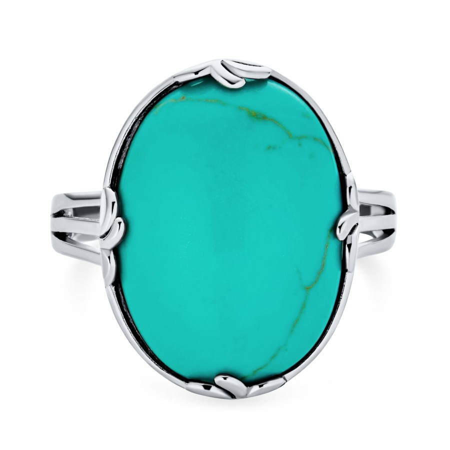 Shop Women Bling Jewelry Unique Rings | Big Oval Gemstone Western Statement Jade Turquoise Ring .925 Silver