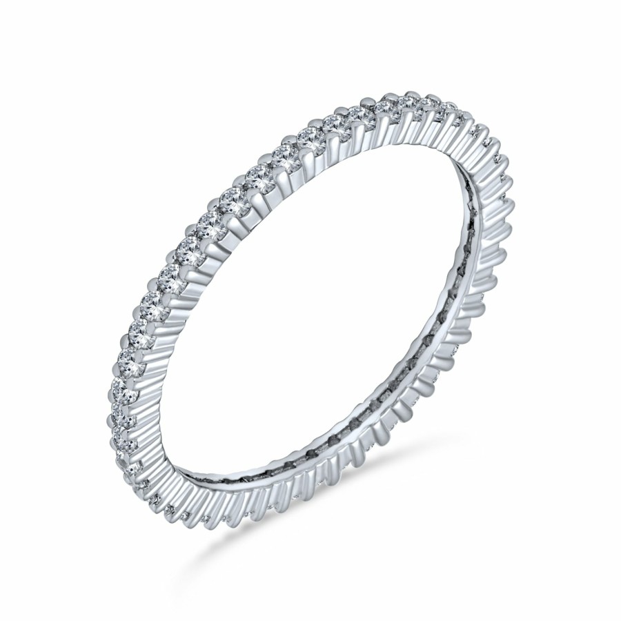 Shop Women Bling Jewelry Wedding Bands | Pave Cz Eternity Wedding Band Ring Plated .925 Sterling