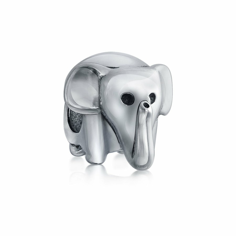 Shop Women Bling Jewelry Unique Charms | Good Luck Trunk Up Cz Elephant Puzzle Dangle Bead Charm .925 Sterling