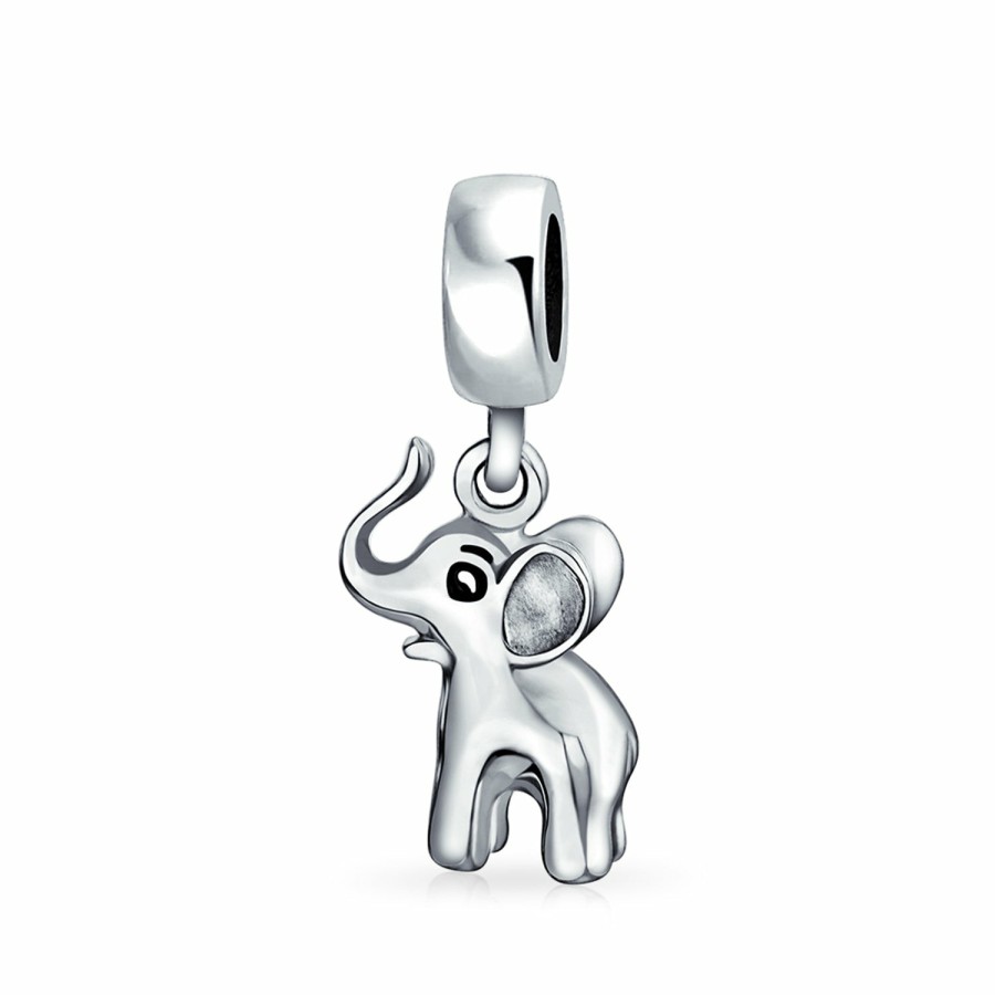 Shop Women Bling Jewelry Unique Charms | Good Luck Trunk Up Cz Elephant Puzzle Dangle Bead Charm .925 Sterling