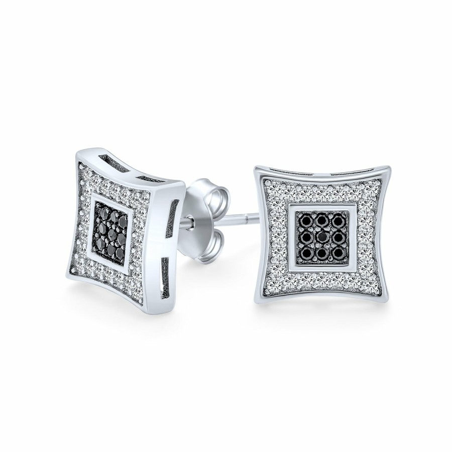 Shop Men Bling Jewelry Mens Earrings | Mens White Round Square Cz Kite Stud Earrings Screw Back