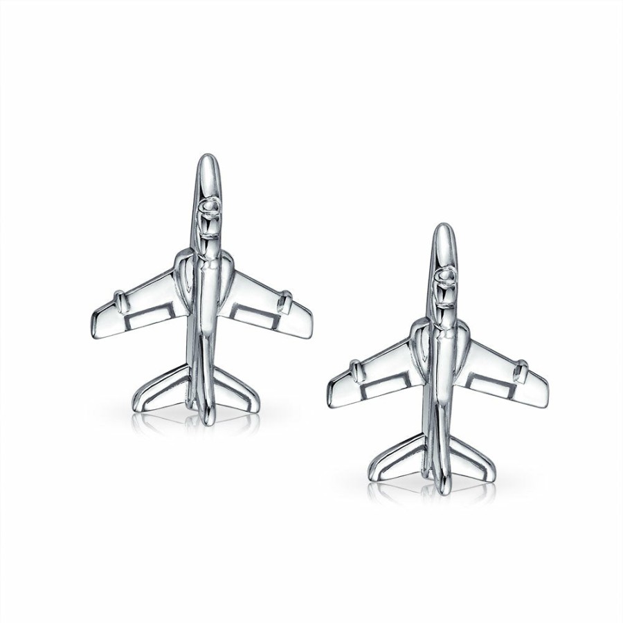 Shop Men Bling Jewelry Cufflinks | Airplane Military Jet Shirt Cufflinks Silver Tone Stainless Steel