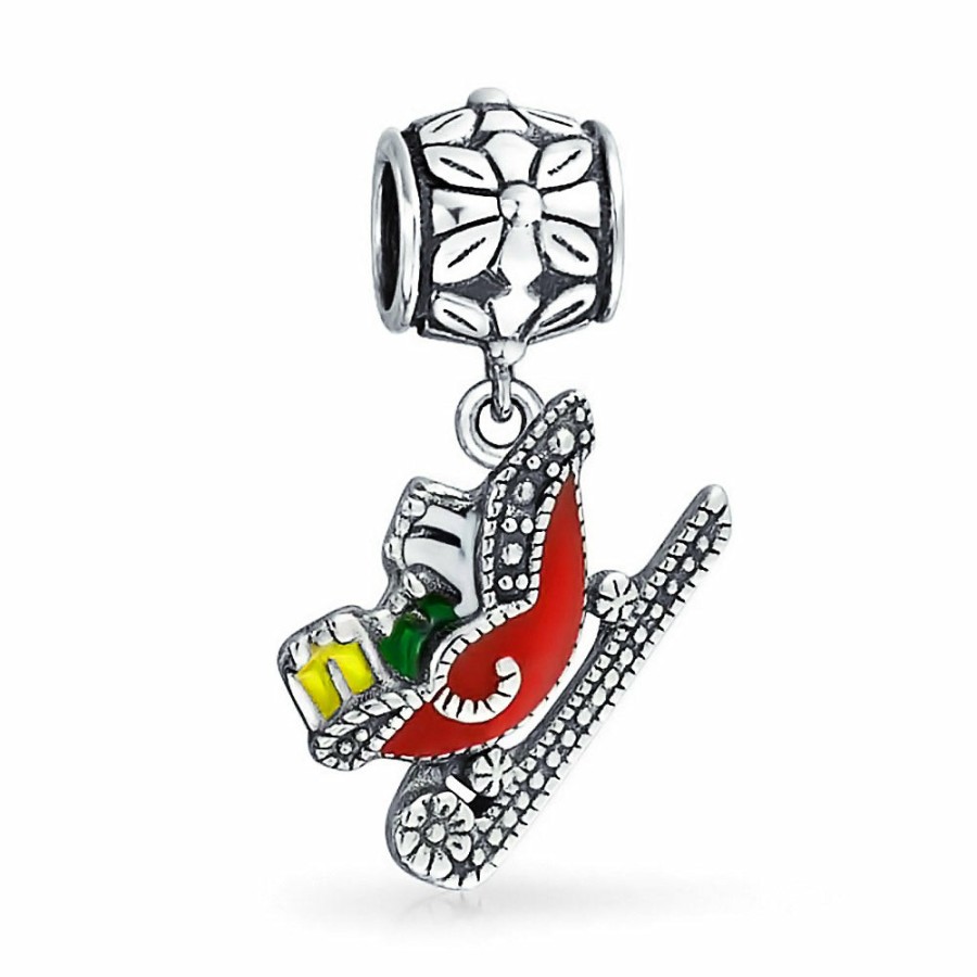 Shop Women Bling Jewelry Unique Charms | Christmas Tree Snowman, Hat Santa Claus & Sled Charm Bead Enamel .925