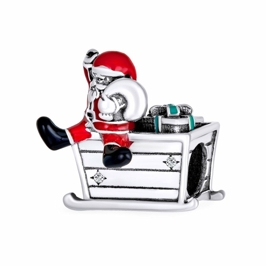 Shop Women Bling Jewelry Unique Charms | Christmas Tree Snowman, Hat Santa Claus & Sled Charm Bead Enamel .925