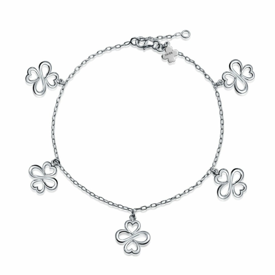 Shop Women Bling Jewelry Charm Bracelets | Ayllu Heart Infinity Clover Love Luck Unity Dangle Charm Anklet Silver