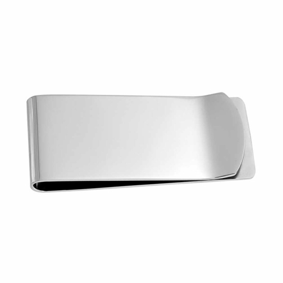 Shop Men Bling Jewelry Mens Engravable Accessories | Money Clip Plain Engravable Credit Card Silver Tone Stainless Steel