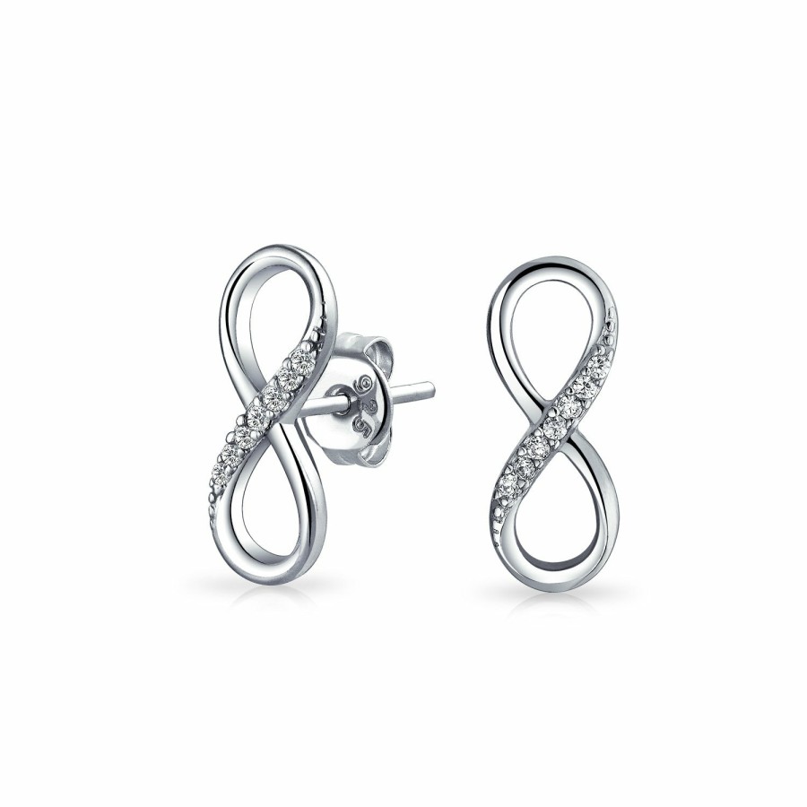 Shop Women Bling Jewelry Stud Earrings | Cz Love Knot Symbol Infinity Stud Earrings Gold Plated 925