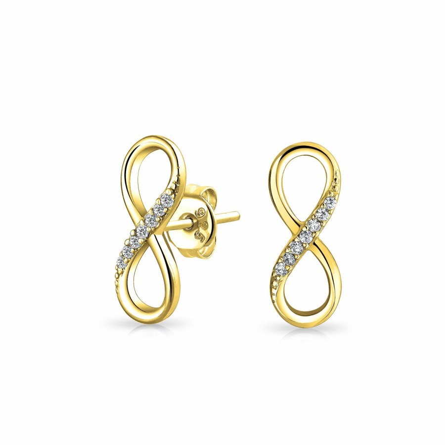 Shop Women Bling Jewelry Stud Earrings | Cz Love Knot Symbol Infinity Stud Earrings Gold Plated 925