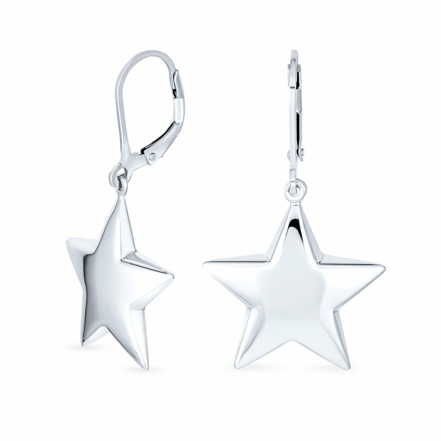 Shop Women Bling Jewelry Dangle Drop Earrings | Patriotic Celestial Supper Star Lever Back Earrings Sterling Silver