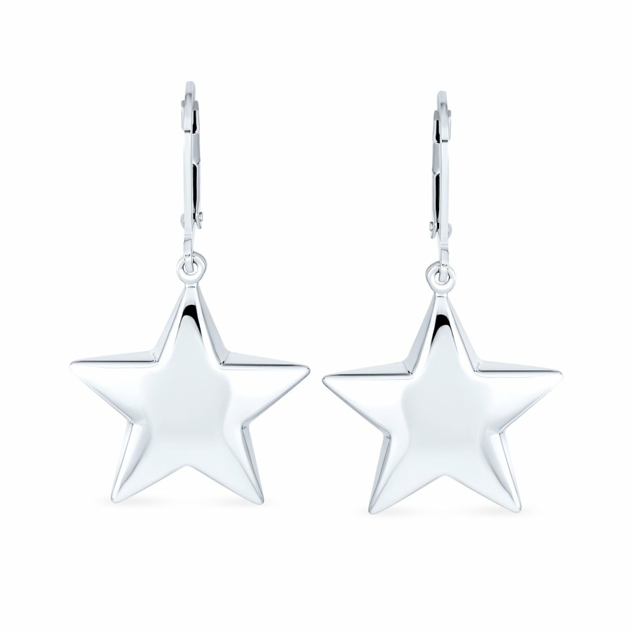 Shop Women Bling Jewelry Dangle Drop Earrings | Patriotic Celestial Supper Star Lever Back Earrings Sterling Silver