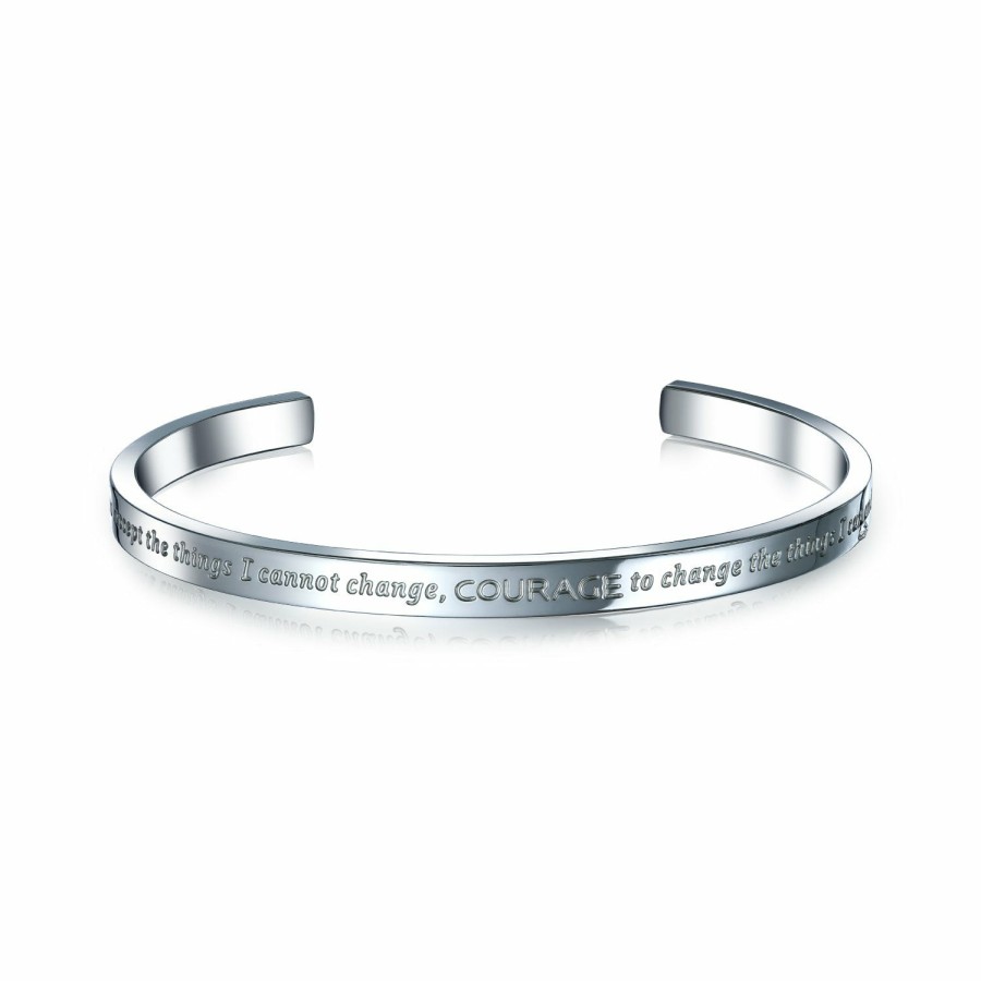 Shop Women Bling Jewelry Cuff Bangle Bracelets | Inspirational Words Serenity Pray Quote Cuff Bracelet Stainless Steel